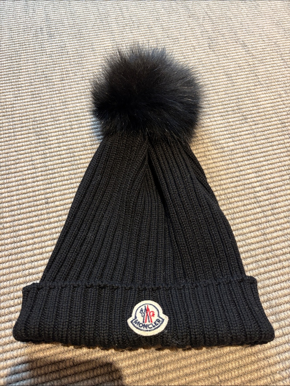Moncler Kids Kid's Embroidered Logo Wool Beanie with Pom